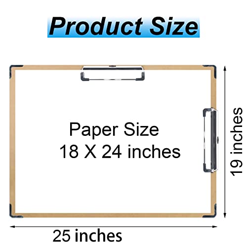 Acocony Drawing Board 18 x 24 Double Clip with Hardware Corner Guard Drawing Boards for Artists Hardboard Art Clipboard Low Profile Clip MDF Pack of 1