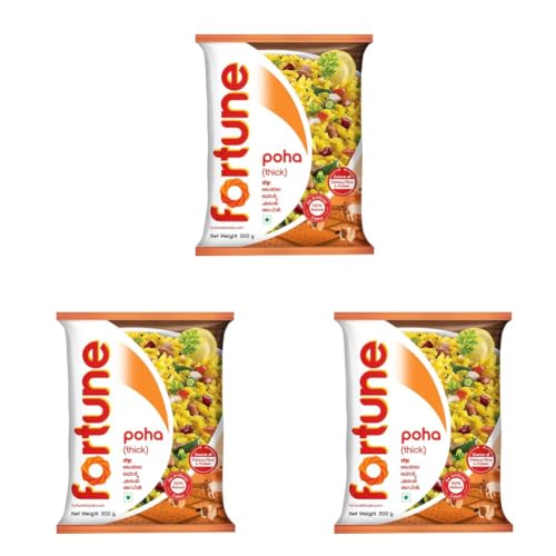Image of FORTUNE Thick Poha, Source of Fibre and Protein, 500grams (Pack of 3)