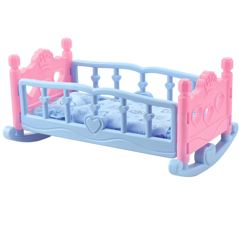 Doll Shaker Model Plastic Mini Cradle Child Toy Baby Bed Crib Cots Furniture Nursery Decoration Miniture Dollhouse Crib Babies Toy