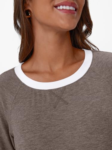 Image of AUTOMET Womens Color Block Long Sleeve Shirts Oversized Crewneck Casual Top