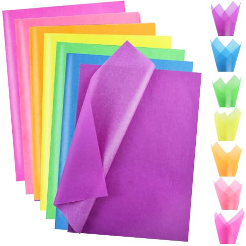 Image of BEISHIDA 70 Sheets Fluorescent Neon Tissue Paper Bulk for Gift Wrapping