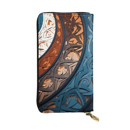 Portefeuille en cuir noir grand format avec fermeture éclair pour homme et femme