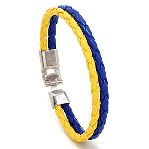 ATEIELLI Bracelet Bleu Jaune Couleurs du drapeau Ukraine Bracelets Unisexe Cuir PU Jwb340, 22cm, Polyuréthane Cover
