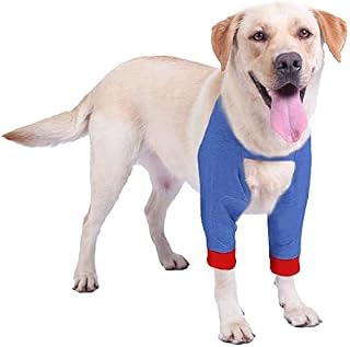 Blue Dream Island Dog Surgery Recovery Sleeve for Front Legs, Pet Prevent Licking Wound Elbow Brace Protector, Dog Recovery Suit for Sprain Arthritis_Gray(XL)
