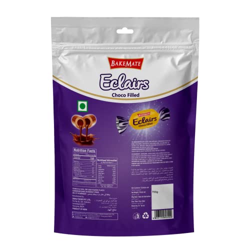 Image of BakeMate Eclairs Choco-Filled Soft Toffee | Chocolate-Coated Eclairs Candy | Delicious & Creamy Chocolate Center | Perfect for Gifting & All Ages | 750g Pack