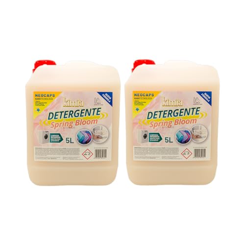 KIMIA - Detergente para Ropa Spring Bloom PoweMax 2 x 5L | con Microcápsulas Perfumantes | Quitamanchas | Ropa Blanca y de Color | Fragancia Intensa | Para Todo Tipo de Tejidos | Limpieza Profunda