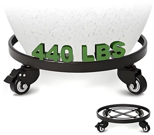 Amagabeli 2 Pack Metal Plant Caddy with Wheels Heavy Duty 33cm Round Outdoor Plant Stand on Wheels Garden Flower Plant Pot Stands Wheels Dolly for Indoor Plant Trolley Casters Rolling Coaster Black