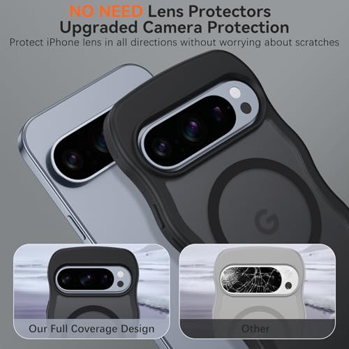 BENTOBEN Magnetic for Google Pixel 10 Pro XL Case Cute, Curly Wavy Pixel 10ProXL Case [Compatible with MagSafe] Anti-Slip Bumper Matte Slim Women Girls Boys Cover for Google 10ProXL 6.8", Black by BENTOBEN - Used condition - Image 3