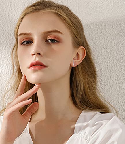 SLUYNZ 925 Sterling Silver Bar Studs Earrings Set for Women Two Pairs of Square Flat Bar Earrings Studs3