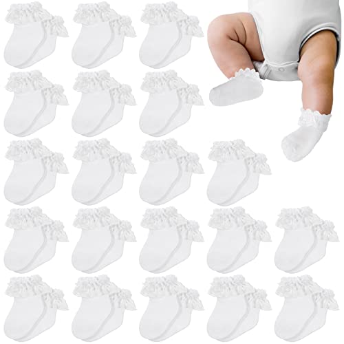 Image of Sintege 20 Pairs Preemie Socks Preemie Socks Baby Girl Lace Socks Premature Ruffle Socks Preemie Baby Cotton Sock for Newborn (White, Cute Style)