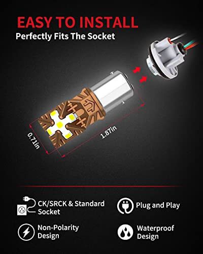 Lasfit White 1157 2057 2357 7528 Bay15D Led Bulbs Polarity Free 6000K Super Bright Use For Back Up Reverse Lights Daytime Running Lights Parking Light (Pack Of 2) #TOP6