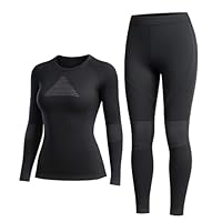 EIISSION Thermounterwäsche Damen Skiunterwäsche Set Winter Funktionsunterwäsche Thermo Unterwäsche Ski Extra Warm Thermowäsche Atmungsaktive mit Thermounterhemd Thermounterhose Wintersport M