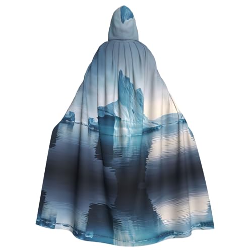 POEZJZW Capa larga con capucha con patrón de icebergs para Halloween, cosplay, unisex, para disfraz
