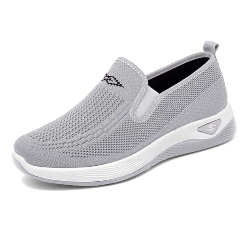 Women's Woven Orthopedic Breathable Soft Shoes Slip On Hands Free Mesh Comfortable Lightweight Soft Sole Sneakers Walking Casual Running Diabetic Foam Shoes Outdoor Fashion Sneakers