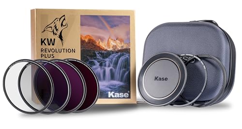 Kase Revolution Plus マスターフィルターキット 磁気耐衝撃強化ガラス、色分けリング付き CPL ND8 ND64 ND1000 レンズキャップ&ケース(82mm)