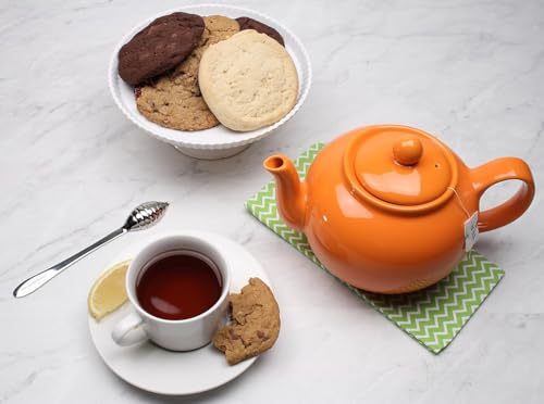 Théière en grès 6 tasses en céramique durable orange mandarine