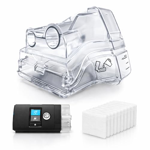 Replacement Water Chamber for AirSense 10 & AirCurve 10 with 10 Pack Filters -380ml Humidifier Tub Water Tank Adapter Durable Base Design