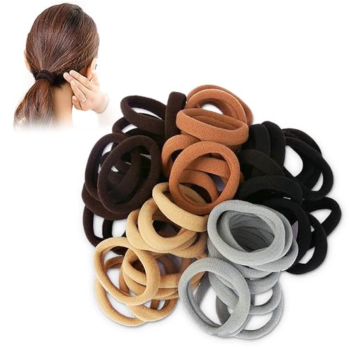 Image of GLUN Hair Rubber, Dark Colours Headband Hair Accessories, Women Hair Bands for Girls Headwear Don't Hurt Hair Bands 100 Pieces Pack