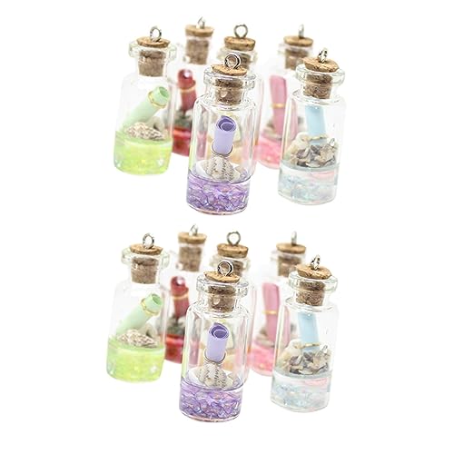 Hohopeti 12 botellas de cristal de resina, accesorios para manualidades, llaveros para hacer joyas