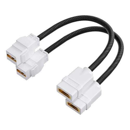 VCELINK HDMI 2.1 Keystone Jack and Coupler 7.09 in Female to Female Pigtail Cable HDMI Coupler for Keystone Wall Plate HDTV Game Console Laptop Support 8K@60Hz & 4K@120Hz 2 Pack