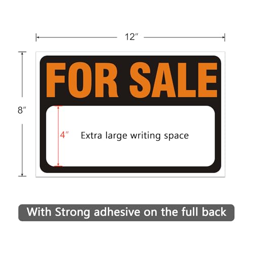 2 pack for sale sign car sticker 1234 x 834 premium self-adhesive vinyl sale sign decal for garages boats large space for handwriting yellow vpd7 topdeal888