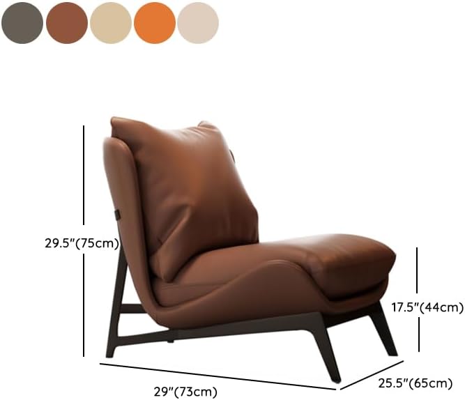 LITFAD Modern Side Chair with Cushion Back, Metal Frame Stylish Lounge Chair with Ottoman for Living Room, Bedroom, Balcony, Anti Cat Scratch Leather, Off-White, Chair & Ottoman