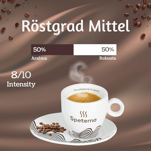 Spetema Ragazzi Espresso Bar – Premium Kaffeebohnen, 50% Arabica & 50% Robusta, Ideal für Espresso, mit Zartem Aroma und Dichtem Geschmack, Intensität 8/10, Mittlere Röstung, 1 kg.