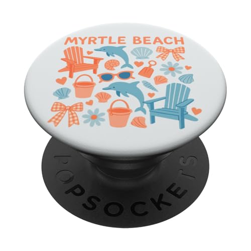 Myrtle Beach Coquette Delfín Conchas Verano PopSockets PopGrip Adhesivo