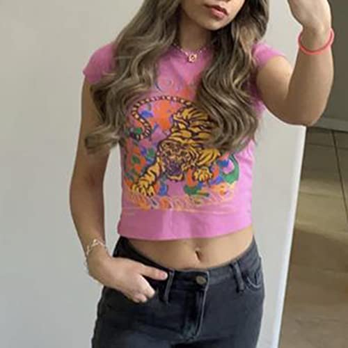 BINTEHGS Cute Graphic Baby Tees for Women Trendy Aesthetic Print Crop T Shirt Short Sleeve Y2K Cropped Shirt for Teen Girls4