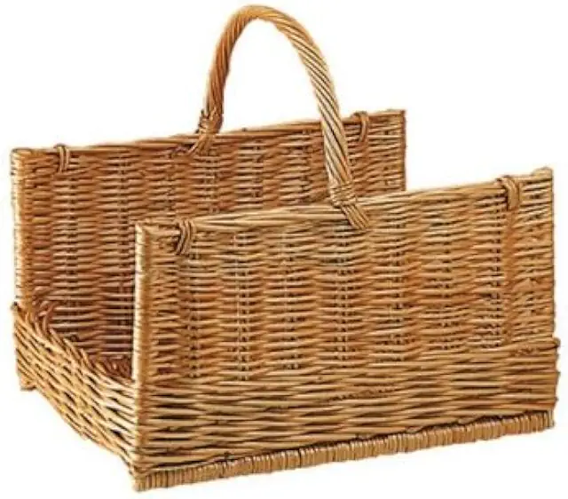 Panier à buches en osier carré marron GRIGNO-TEK PBU1291