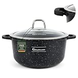 GOLDMANN Kochtopf 28 CM (6.5L) aus Aluminiumguss mit Glasdeckel, Keramik-Marmor Antihaftbeschichtung, Induktion & PFOA-frei