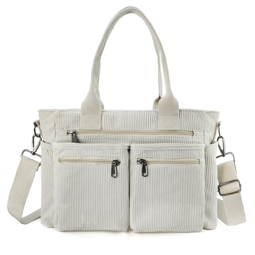 Image of KAMEILONG Womens Casual Corduroy Tote Bags with Multiple Pockets Hobo Crossbody Bag Travel Shoulder Bags Cute Purse Handbag