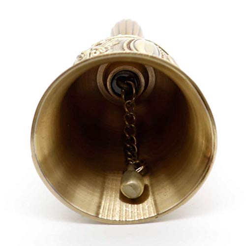 Hand Bell, Uspacific Metal Held Dinner Bell Brass Jingle Call Bell for School Church Adults Classroom Wedding Decorative (2pattern) - Thumbnail 5