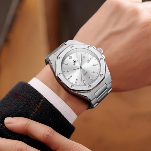 Image of OLEVS Watches for Men Luxury Fashion Large Dial Male Watches Analog Quartz Stainless Steel Waterproof Business Dress Men's Wrist Watch