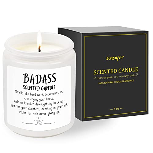 Image of Congratulations Gifts for Women, Inspirationalfor Friends Coworkers, Birthday Christmas for Women - Boss Lady, New Job, Promotion Gift, 7oz Badass Scented Candle