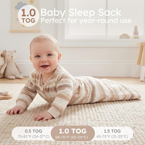Image of Yoofoss Baby Sleep Sack 18-24 Months 1.0 Tog Long Sleeve Sleep Sack Organic Cotton Wearable Blanket for Toddlers 2-Way Zipper Quilted Sleeping Sacks(X-Large)
