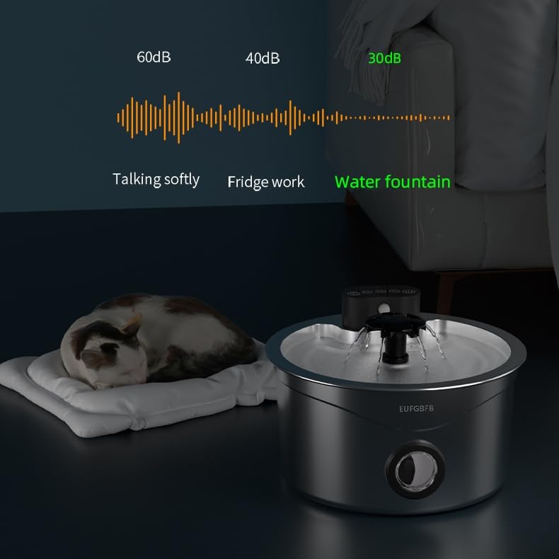 Wireless Cat Water Fountain Stainless Steel, [45 Days Battery Life] Automatic Rechargeable Pet Water Fountain, 2.6L/88oz Dog Water Dispenser, Ultra-Quiet Pump, 4-Layer Filtration for Cats & Dogs - image 8
