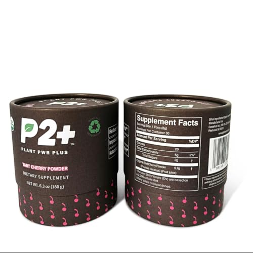 Image of P2+ Tart Cherry Powder - Workout Recovery and Sleep Aid - Helps Reduce Muscle Soreness and Inflammation - Improve Sleep Quality - No Sugar Added - USDA Organic Certified - 30 servings, Take Daily