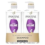 Pantene Shampoo, Sheer Volume - Lightweight Nourishment for Fine, Color-Treated Hair, 72-Hour Fullness and Body, 27.7 Oz Each, 2-Pack + Miracle Rescue Shot (0.5 Oz)