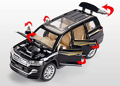 Image of DEOXY 1:32 Scale Die-Cast Land Cruiser Metal Pullback Car Toy With 6 Openable Doors, Lights, And Sounds For Boys Gift,Black
