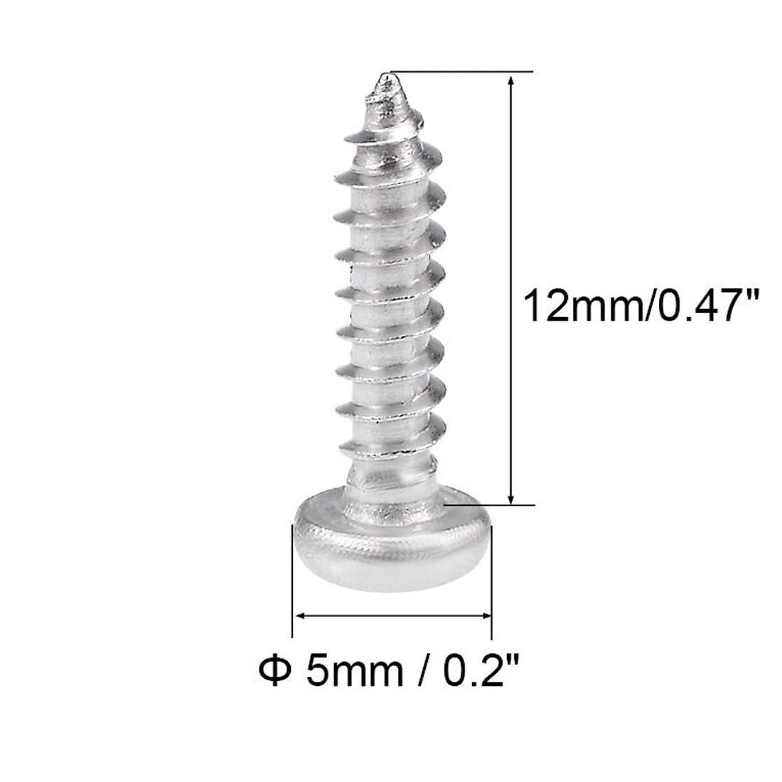 TA-VIGOR 50Pcs Self Tapping Screws, M3 Phillips Pan Head Screw, 12mm Round Head Tapping Screws - Image 3