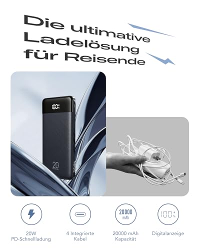 Orfeika Power Bank 20000mAh, PD 20W Powerbank mit Schnellladefunktion – Ansicht 3