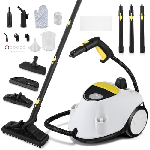 Limpiador de Vapor 2100W con Depósito 2,1L de Acero Inoxidable 304 – Presión 5 Bares & Vapor a 105°C– Seguridad Infantil & Protección Sobrecalentamiento para Suelos, Ventanas, Cocina, Baño