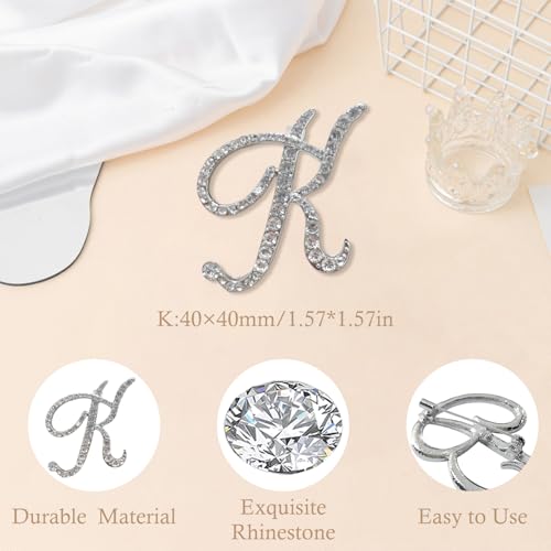 Image of Rhinestone Initial Brooch Pin for Women, Alphabet Gold Letter Brooch A-Z with Crystal, Metal Pin for Hat Bag Dress Suit Accessory for Men