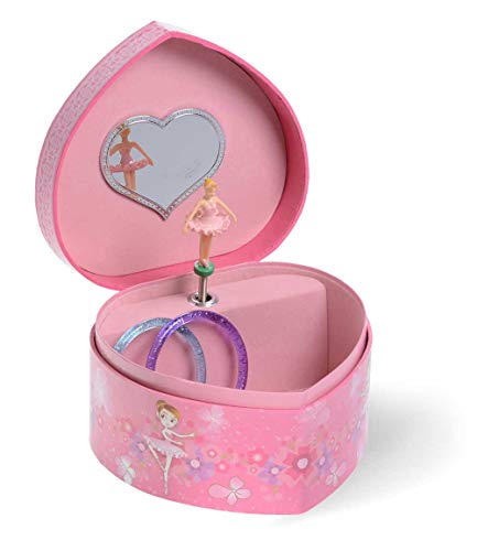 Preisvergleich Produktbild Jewelkeeper - Herzförmige kostbare rosa Ballerina musikalische Schmuckschatulle - Schwanensee Melodie