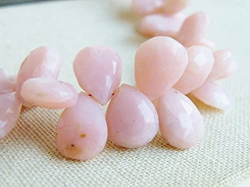 Opaline rose perle facettée poire briolette goutte 15mm pour création de collier et boucle