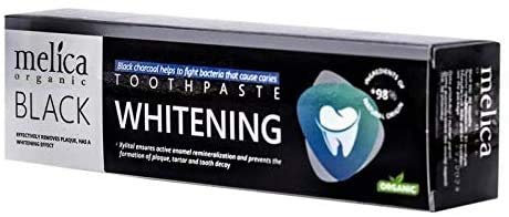 MELICA ORGANIC - Pasta de dientes de carbón activo, pasta de dientes blanqueadora negra de carbono, pasta de dientes blanqueadora blanqueadora - 100 ml