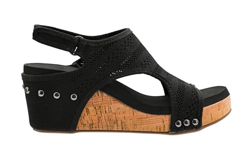 Image of Corkys Footwear Womens Carley Wedges, Featuring Corkys EVA Foam Cushioned Insoles, A 2.5 Inch Heel, Lightweight For All Day Wear, And Hook And Loop Closure