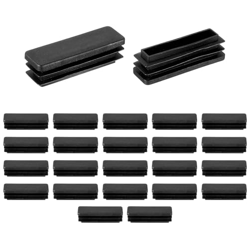 Image of uxcell 24 Pcs Rectangle Tubing End Caps 2 x 5 /8 Inch Plastic Hole Plugs Insert End Cap for Metal Tubing Post Chair Leg Table Bookshelves Furniture, Black