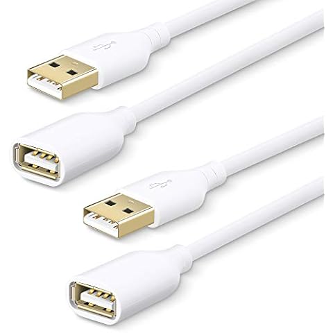 Fasgear 2 Pack [6ft/1.83m] USB 2.0 Extension Cables - A Male to A Female Charging and Syncing USB Extender Cord (White,White) Cover